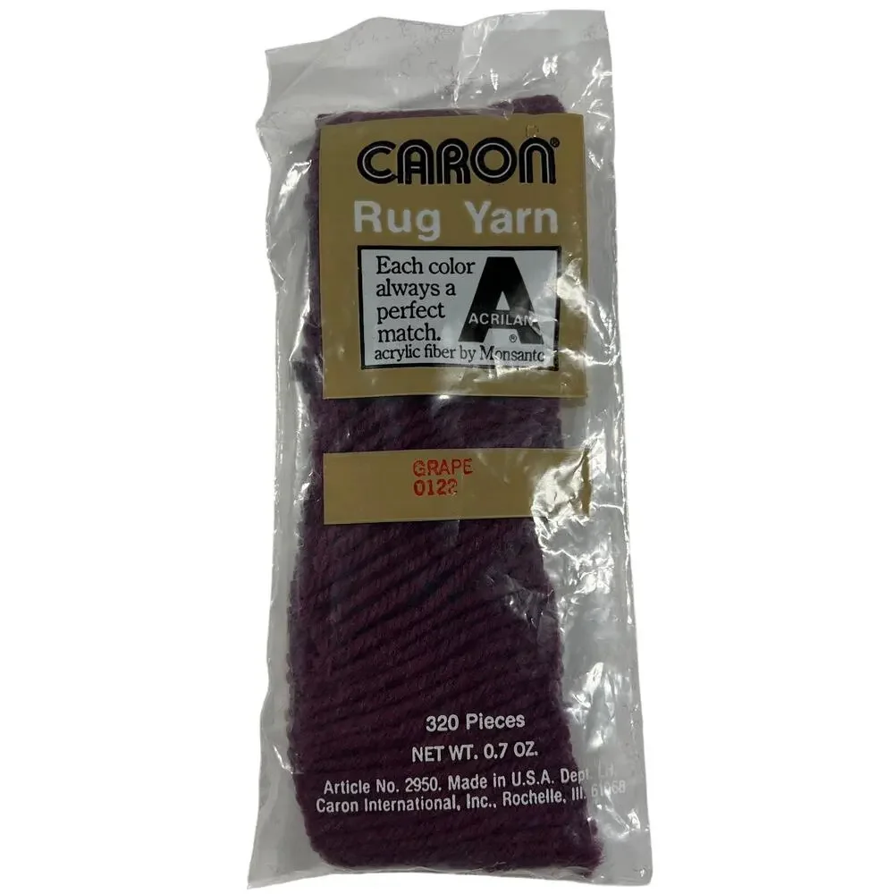 CARON Vintage Rug Yarn Lot 20 Grape 0122 Acrilan Latch Hook 320 Pieces Sealed